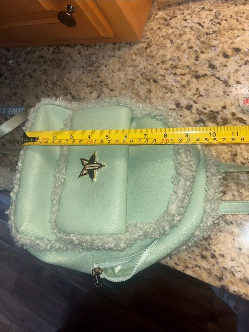 Mint Sherpa Trim Mini Backpack - Unbranded